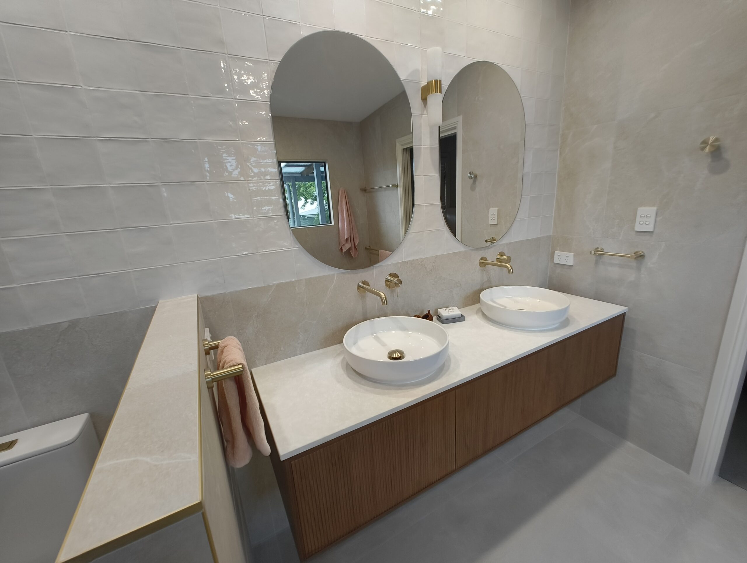 Camp Hill bathroom - Nero Mecca brushed gold tapware