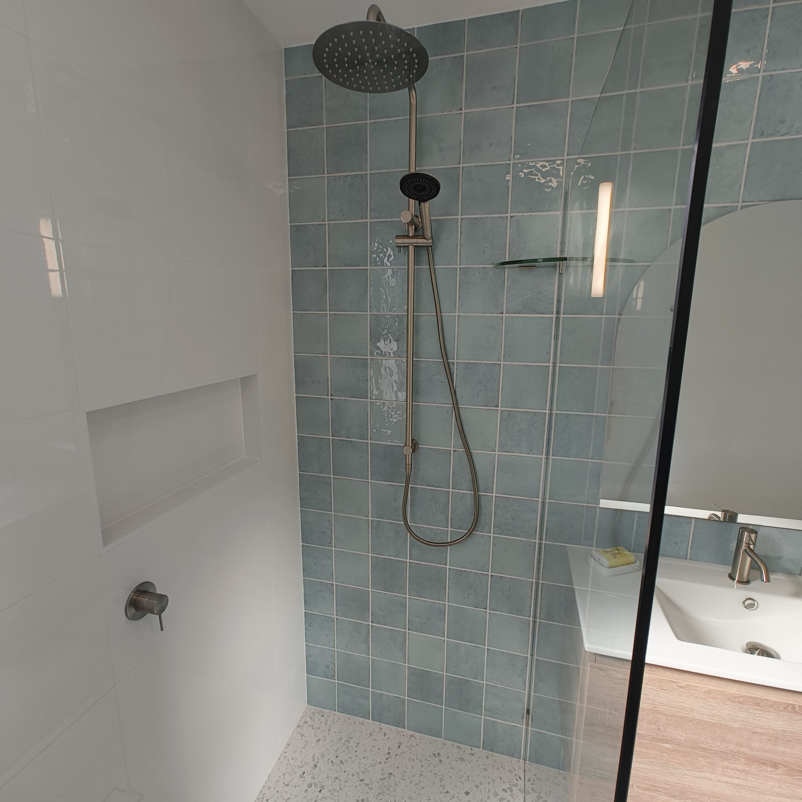 Main bathroom renovation detail in Yeerongpilly townhouse