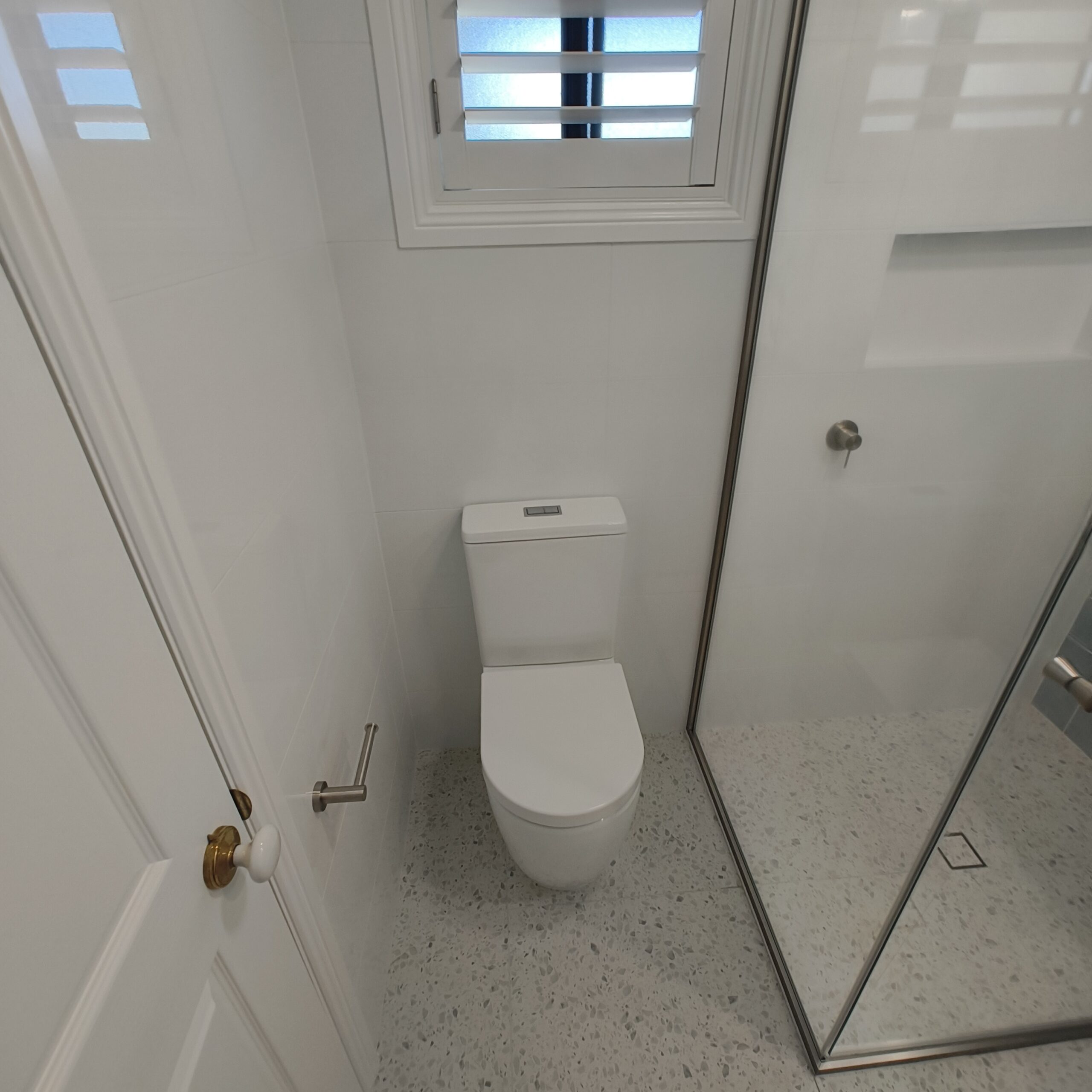 Yeerongpilly ensuite renovation detail with brushed nickel fixtures