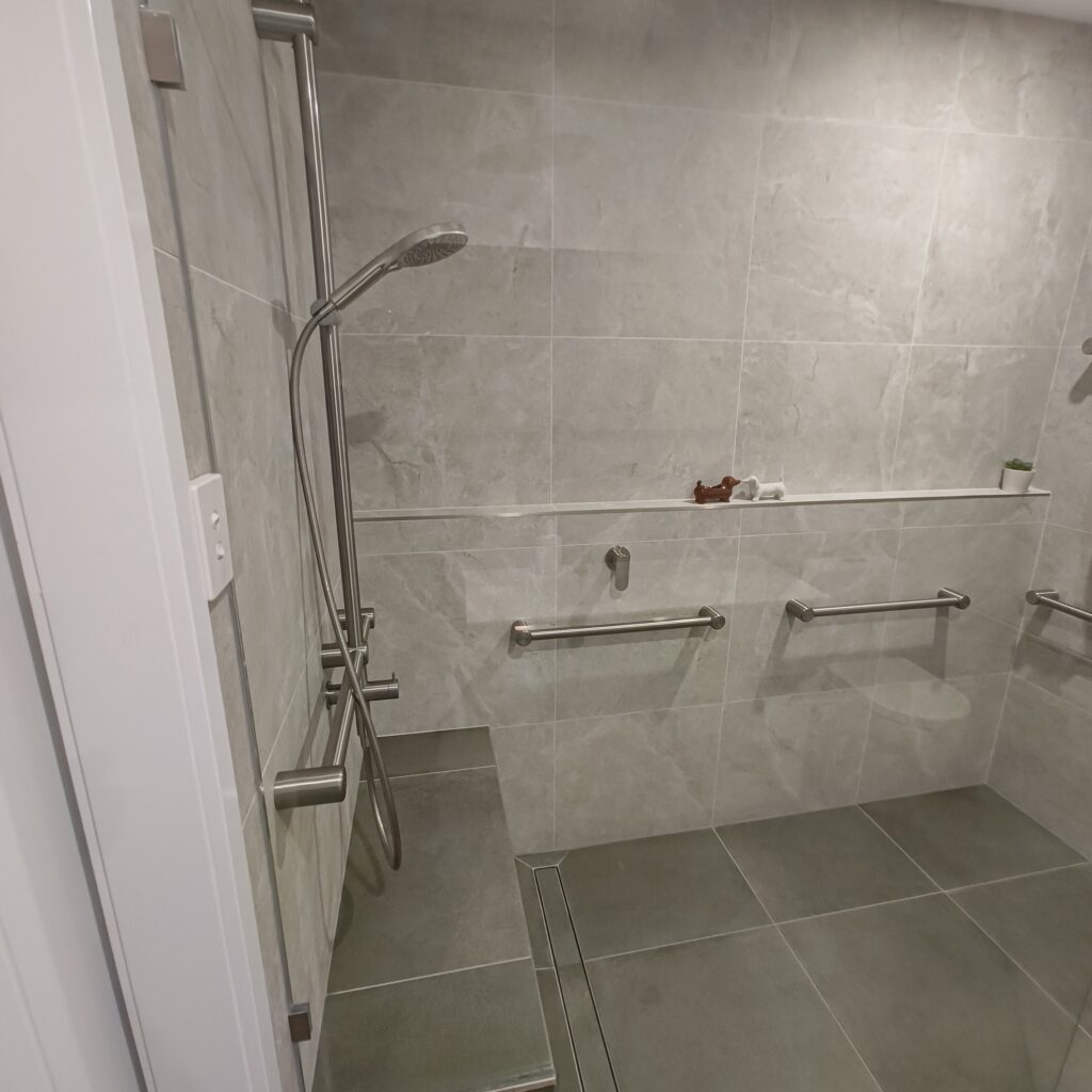 Finished Norman Park accessible bathroom renovation by Hunter Bathrooms Brisbane