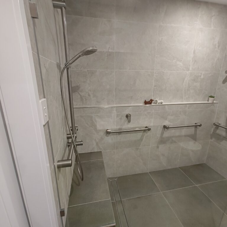 Finished Norman Park accessible bathroom renovation by Hunter Bathrooms Brisbane