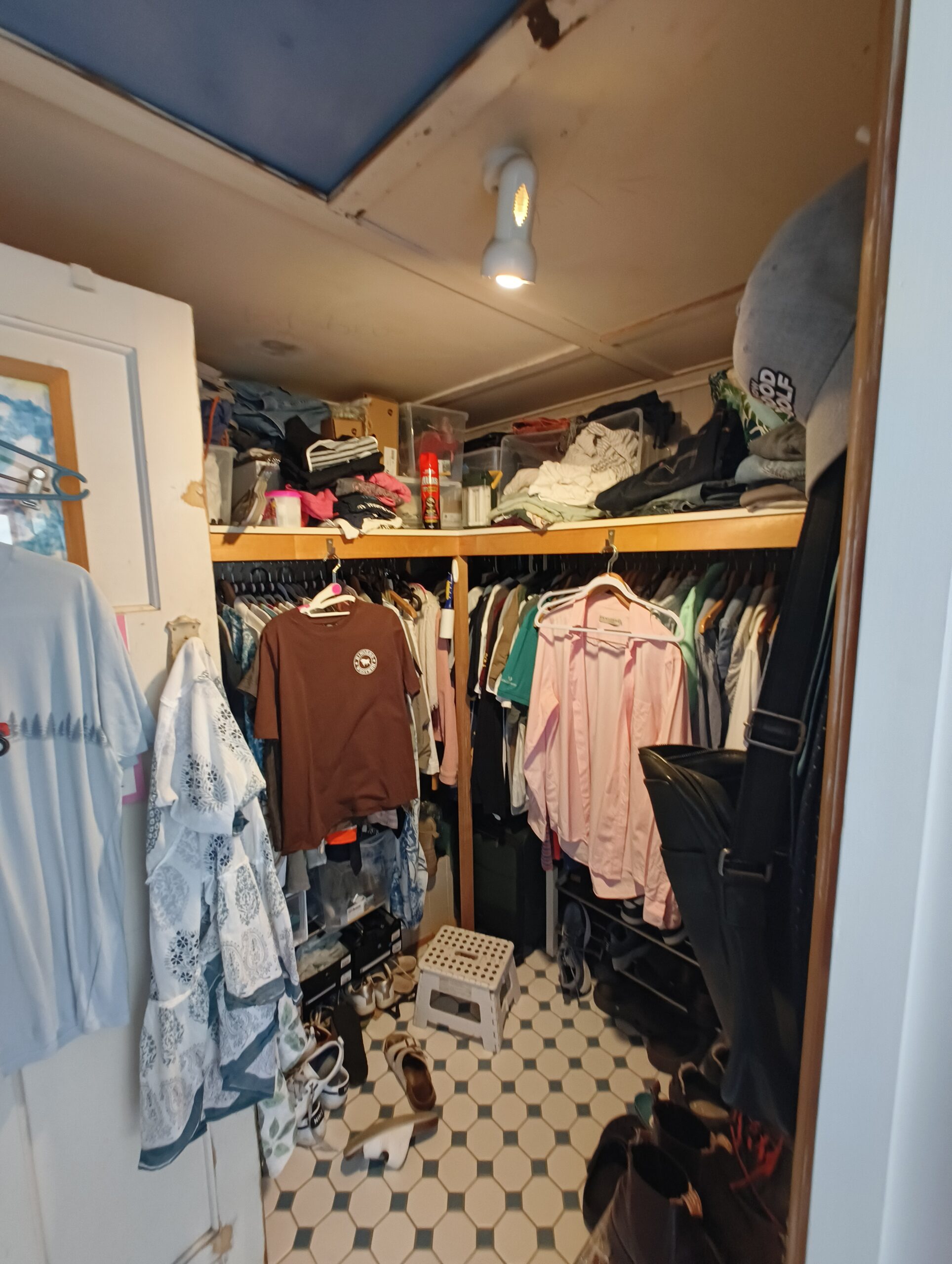 Walk-in robe before renovation in the Woolloongabba Queenslander