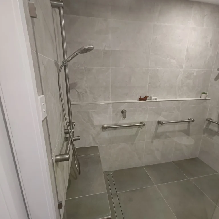 Finished Norman Park accessible bathroom renovation by Hunter Bathrooms Brisbane