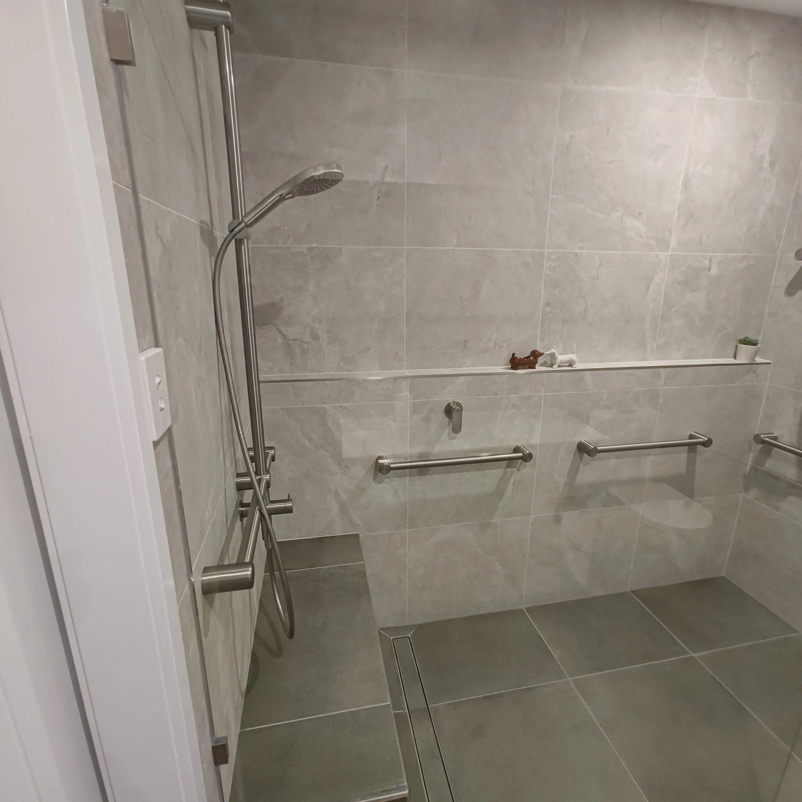 Finished Norman Park accessible bathroom renovation by Hunter Bathrooms Brisbane
