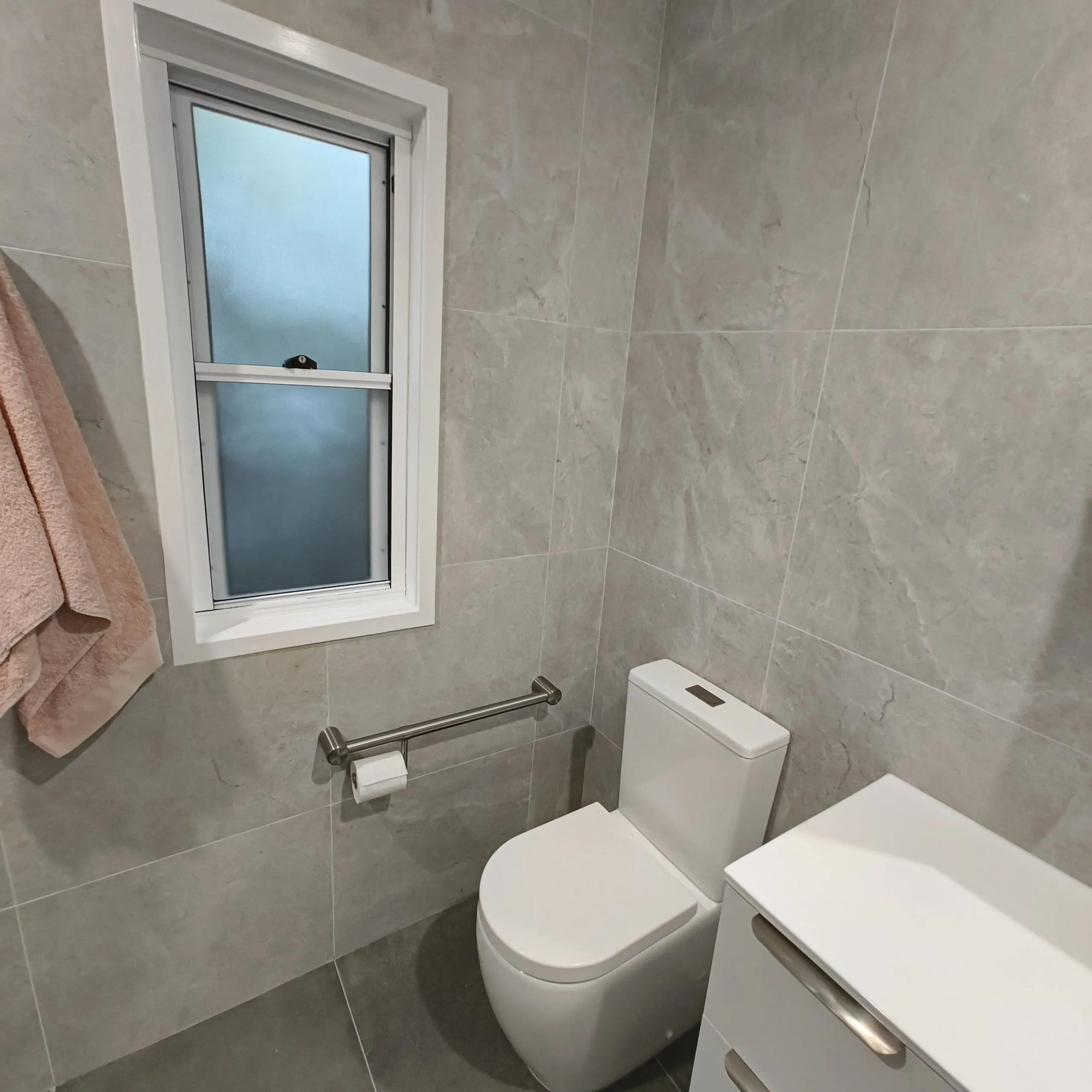 Accessible bathroom shower seat in Norman Park renovation